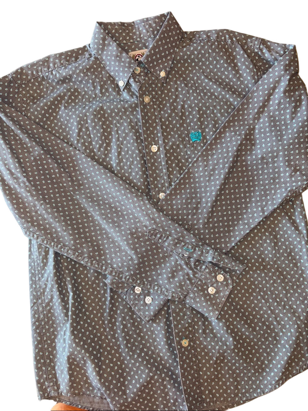 Cinch Kids XL(14) Grey Long Sleeve Button Down Shirt